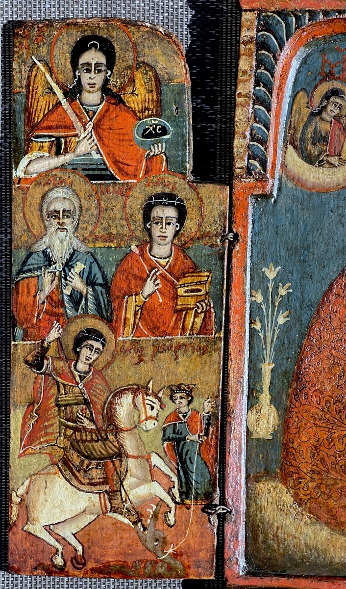 Orthodox Triptych Depicting The Crowned Virgin And Child – Balkan School, 18th Century-photo-2