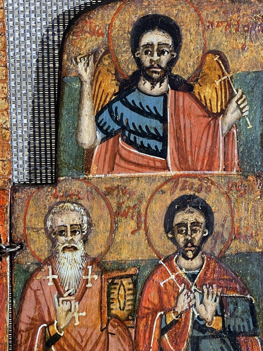 Orthodox Triptych Depicting The Crowned Virgin And Child – Balkan School, 18th Century-photo-6