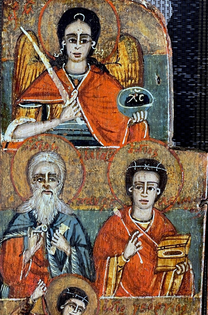 Orthodox Triptych Depicting The Crowned Virgin And Child – Balkan School, 18th Century-photo-7