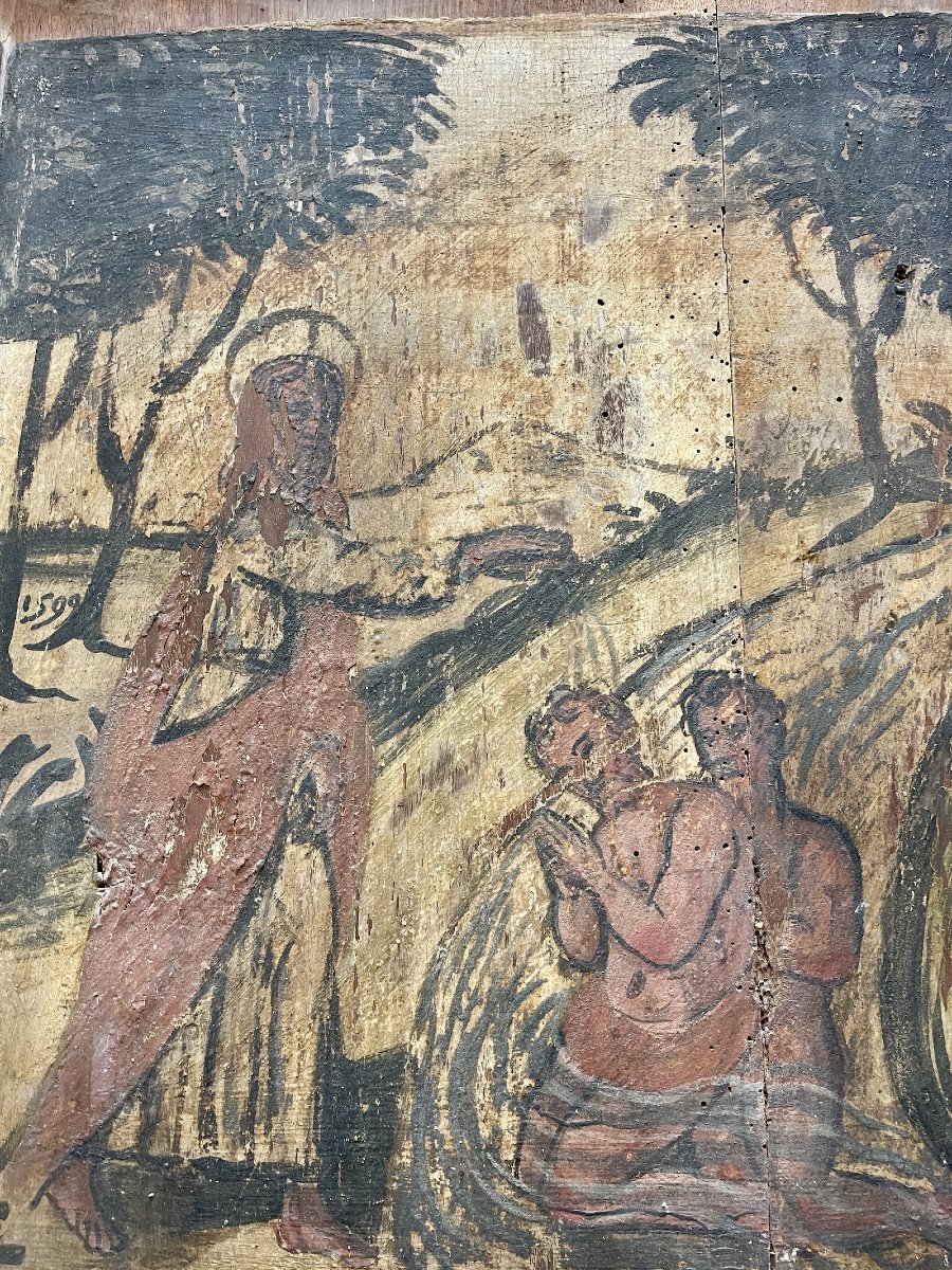 Paire de Tempera sur panneaux de bois – Italie centrale – Fin du XVIe siècle – Datés 1599-photo-3