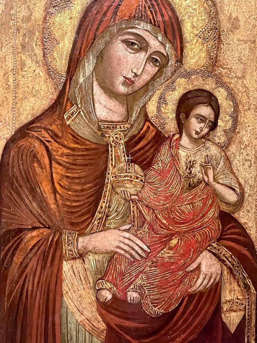 Virgin And Child, Tempera On Panel With A Gold Background, Italy, 14th–15th Century-photo-2