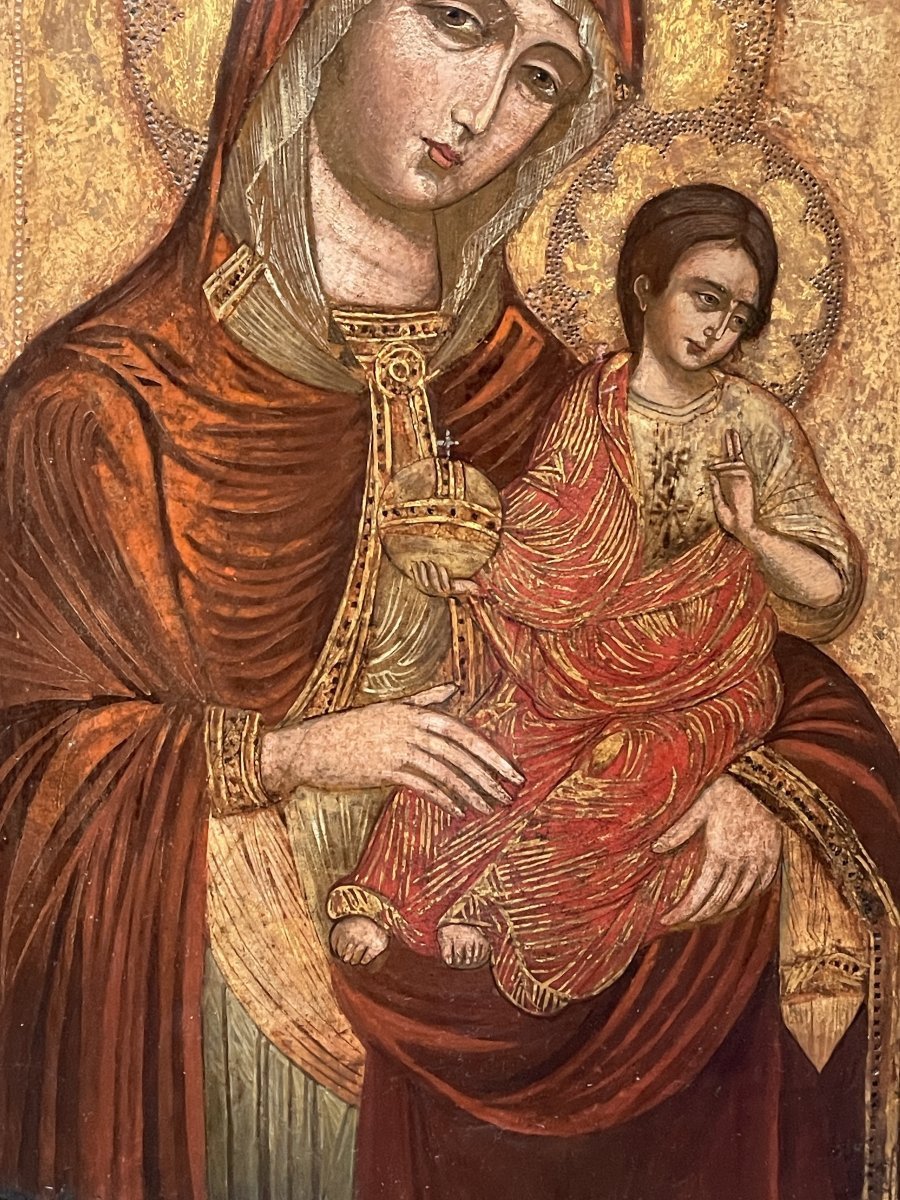 Virgin And Child, Tempera On Panel With A Gold Background, Italy, 14th–15th Century-photo-3