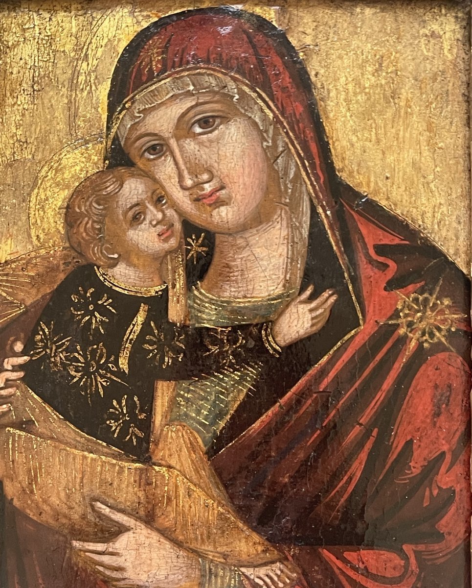 Icon Of The Virgin And Child, Italo-cretan School, Tempera On Gold Ground, 15th Century-photo-2