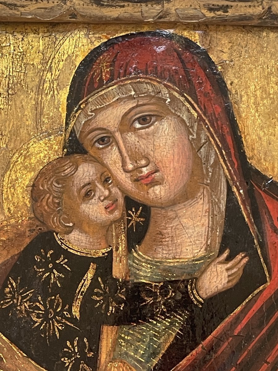 Icon Of The Virgin And Child, Italo-cretan School, Tempera On Gold Ground, 15th Century-photo-4