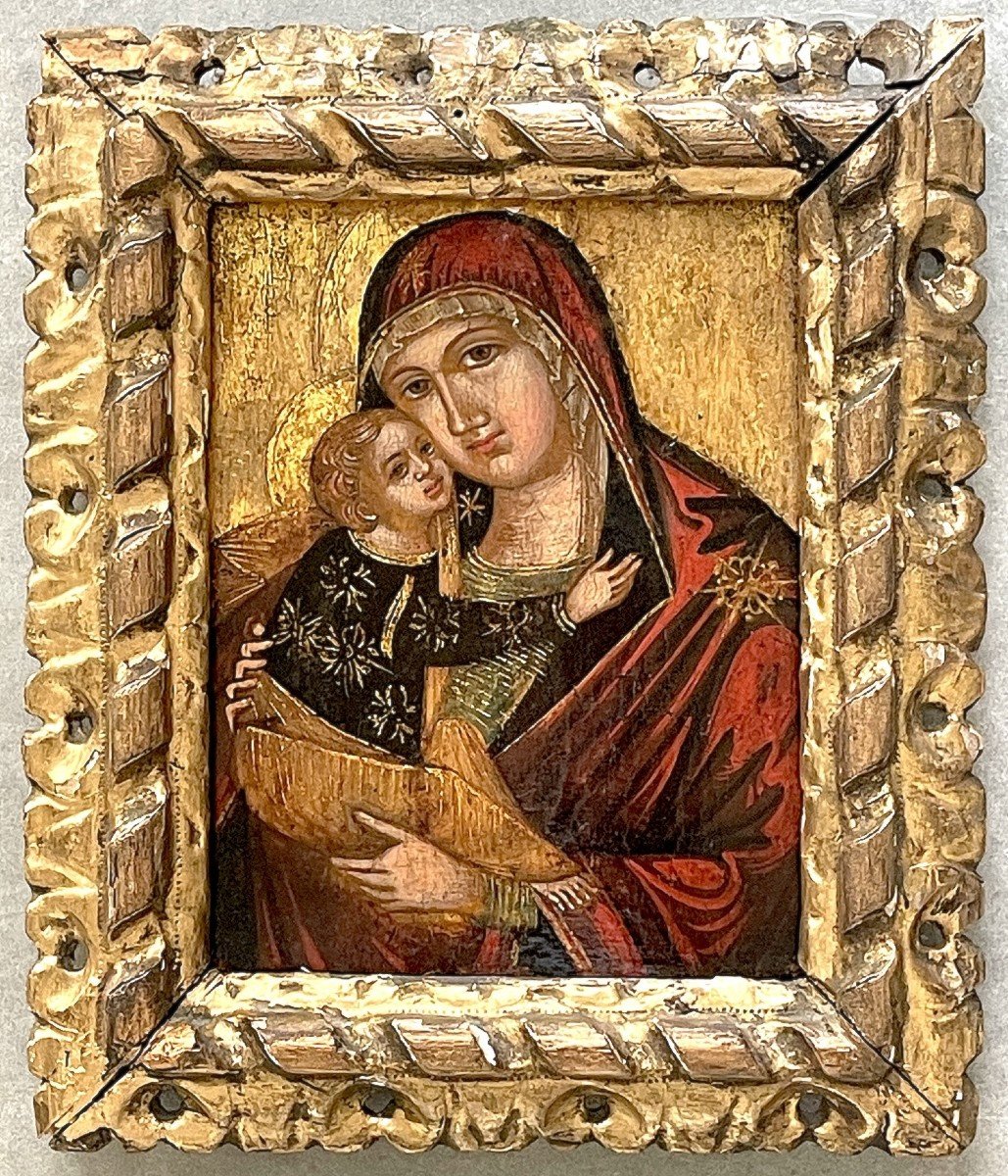 Icon Of The Virgin And Child, Italo-cretan School, Tempera On Gold Ground, 15th Century-photo-7