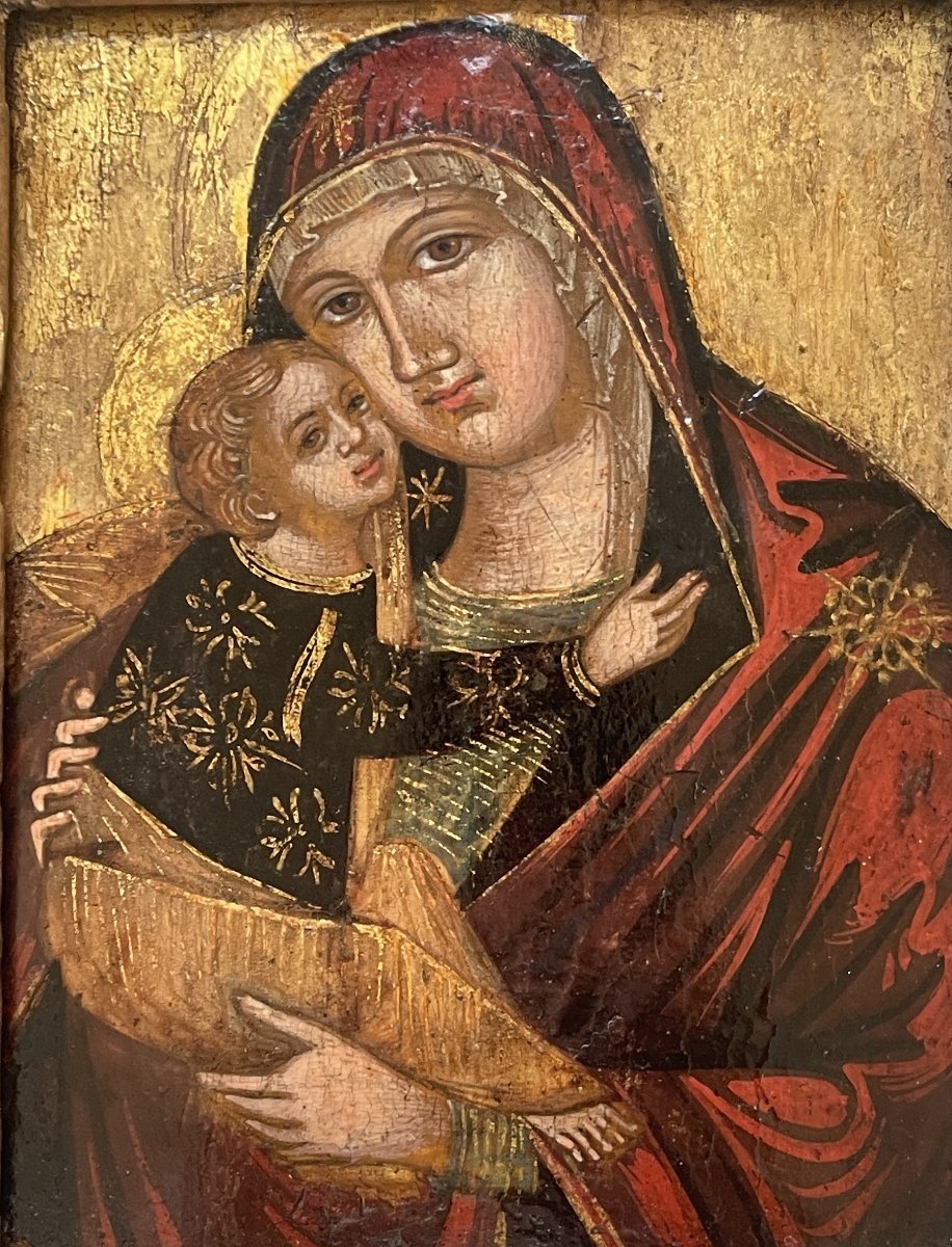 Icon Of The Virgin And Child, Italo-cretan School, Tempera On Gold Ground, 15th Century
