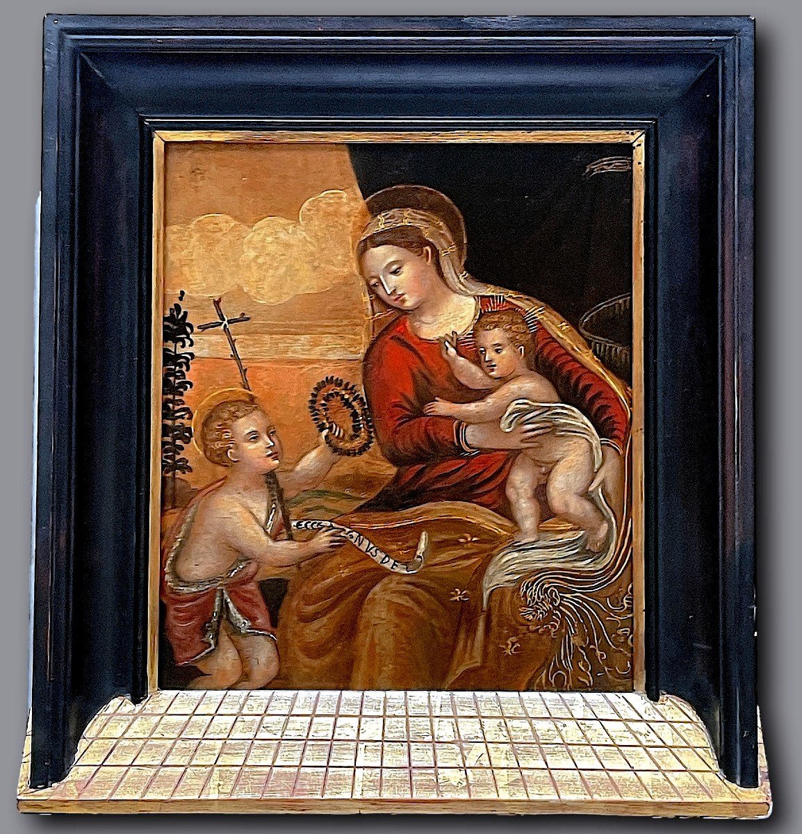 Vierge à l’Enfant et Saint Jean-Baptiste – École Toscane, Florence ou Sienne, XVIe Siècle-photo-2