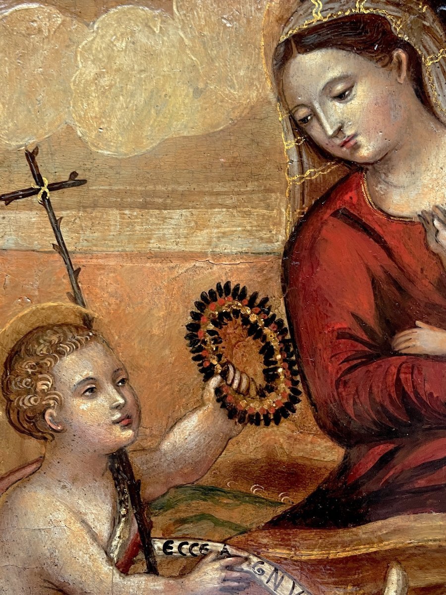 Vierge à l’Enfant et Saint Jean-Baptiste – École Toscane, Florence ou Sienne, XVIe Siècle-photo-3