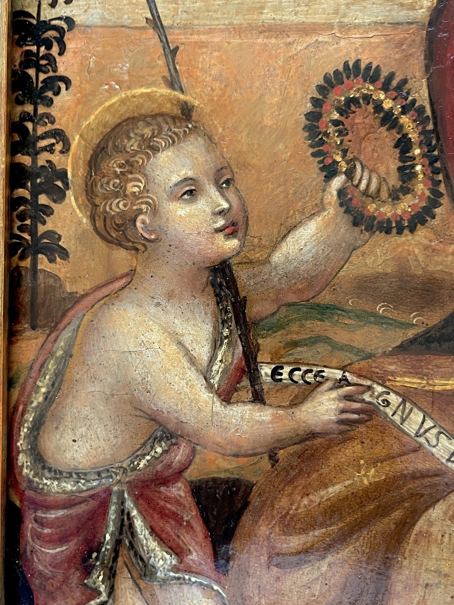Vierge à l’Enfant et Saint Jean-Baptiste – École Toscane, Florence ou Sienne, XVIe Siècle-photo-5