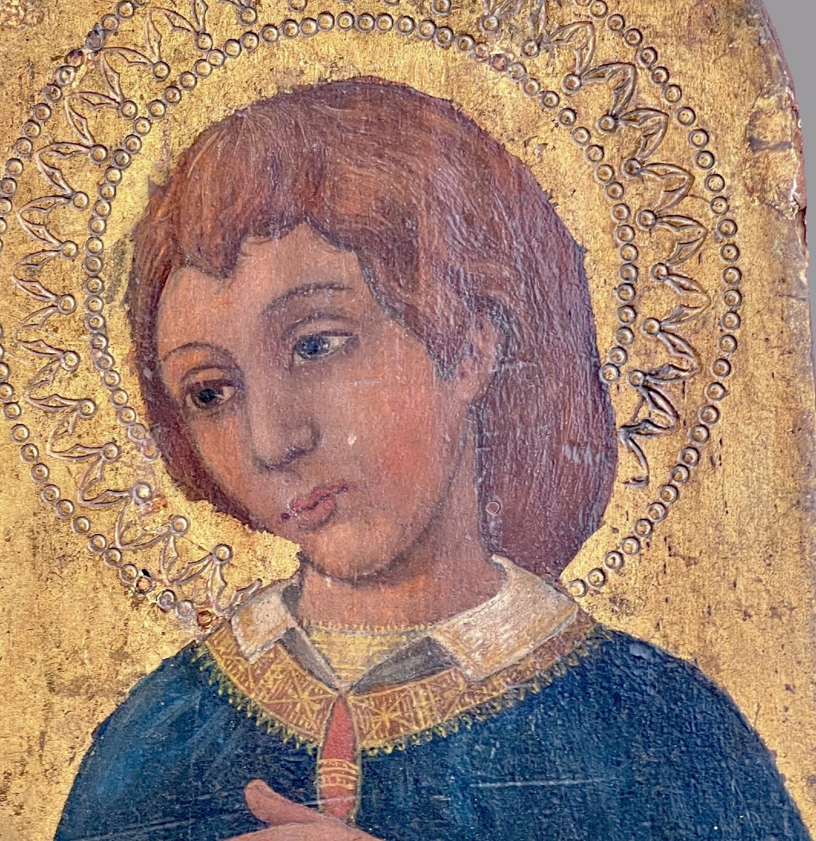 Jeune Saint en Prière sur Fond d'Or, École Toscane du Quattrocento, Italie XVe Siècle-photo-3