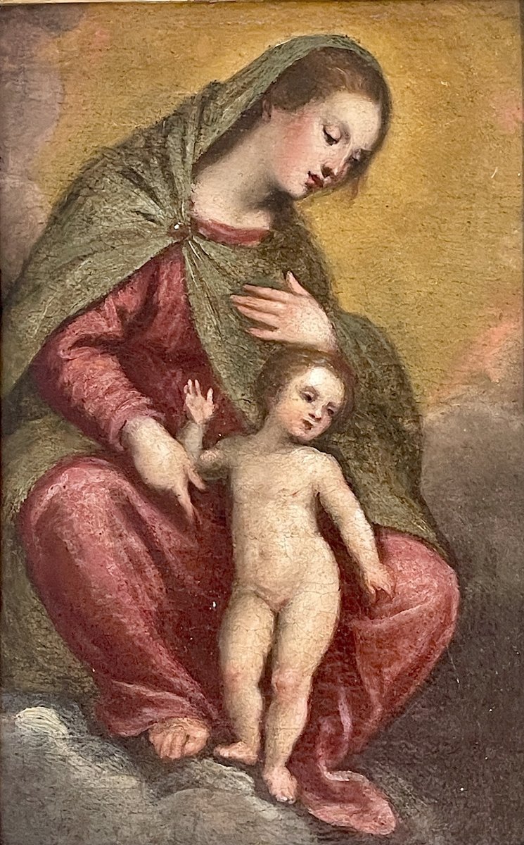 Vierge à l'Enfant École Lombarde Vers 1580 Entourage de Bernardino Campi-photo-2