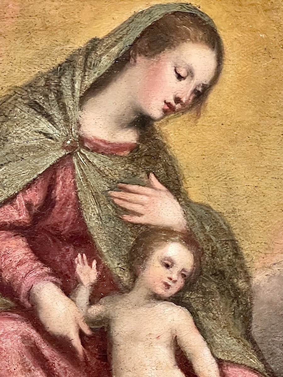 Vierge à l'Enfant École Lombarde Vers 1580 Entourage de Bernardino Campi-photo-3