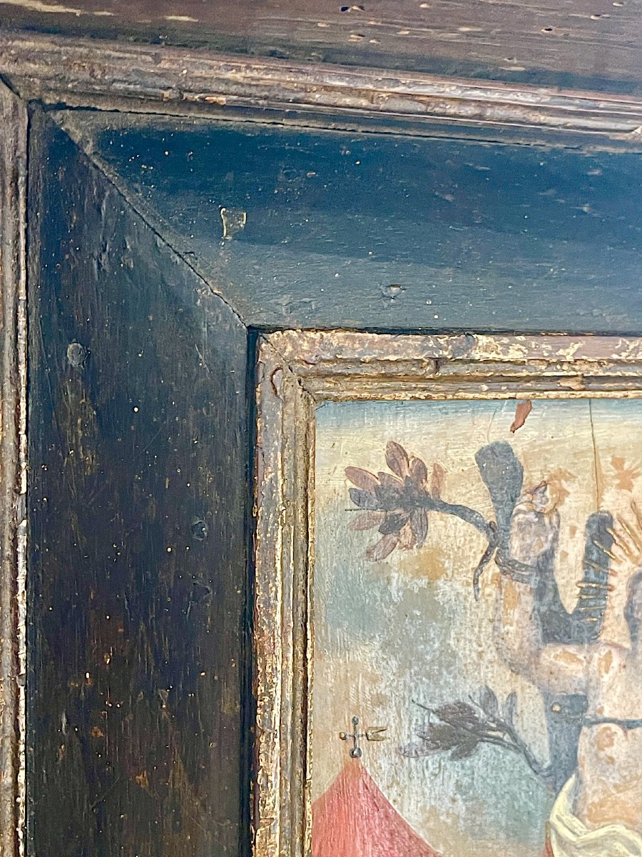 Altarpiece Dedicated To Saint Barbara, Oil On Panel, 17th-century Hispano-colonial School-photo-4