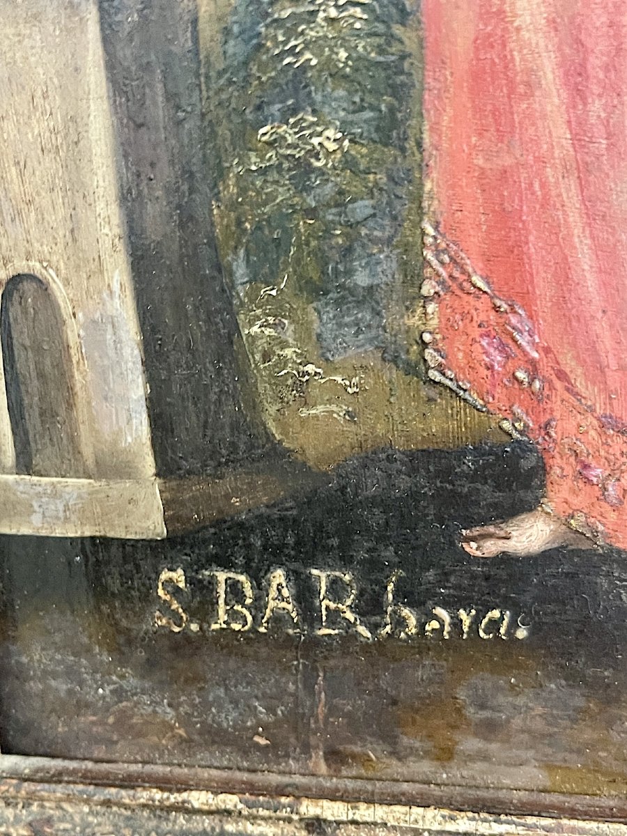 Altarpiece Dedicated To Saint Barbara, Oil On Panel, 17th-century Hispano-colonial School-photo-3