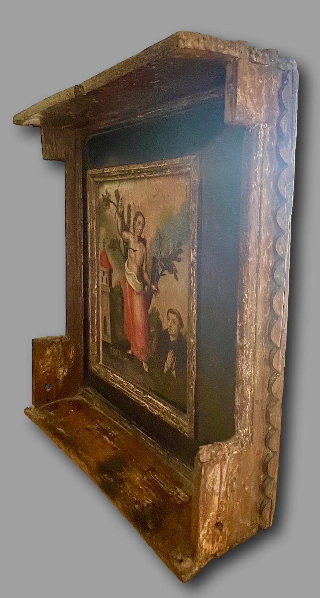 Altarpiece Dedicated To Saint Barbara, Oil On Panel, 17th-century Hispano-colonial School