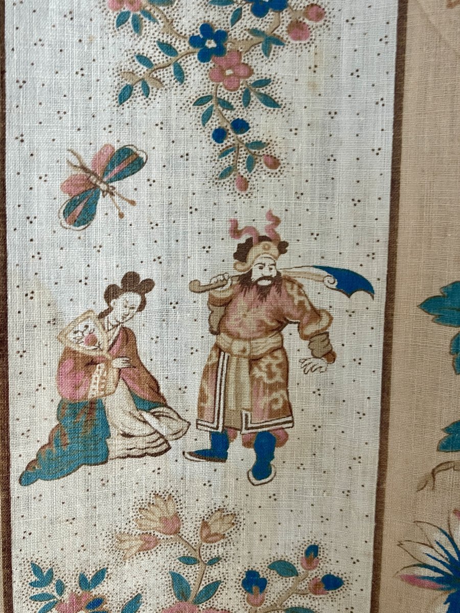18th-century Indian Painting (nantes?) Featuring Chinoiserie, Flowers, And Butterflies, 216 X 180 Cm -photo-4