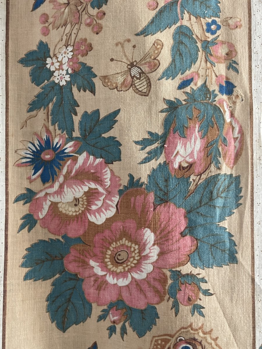 18th-century Indian Painting (nantes?) Featuring Chinoiserie, Flowers, And Butterflies, 216 X 180 Cm -photo-3