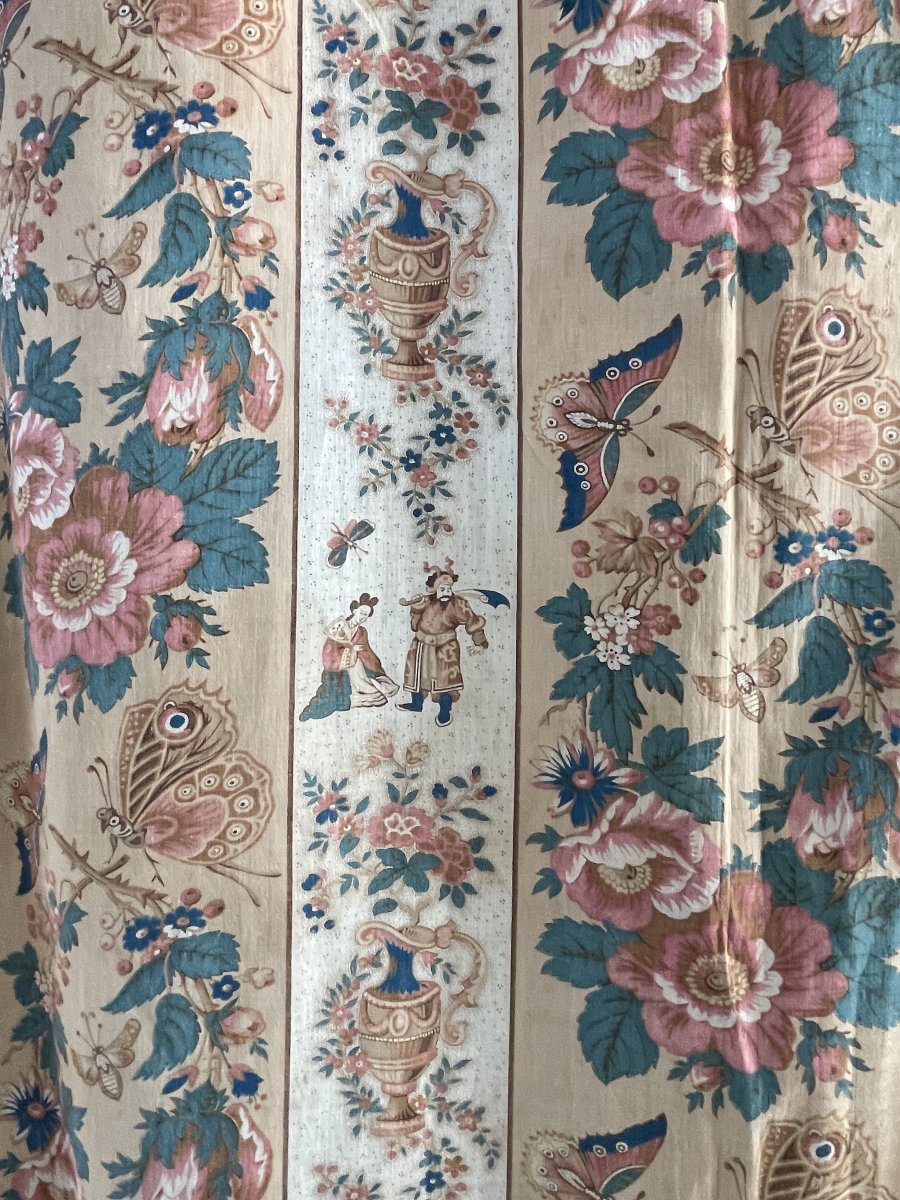 18th-century Indian Painting (nantes?) Featuring Chinoiserie, Flowers, And Butterflies, 216 X 180 Cm -photo-5
