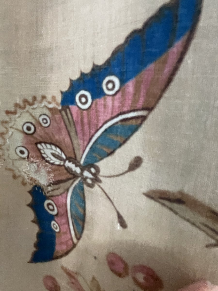 18th-century Indian Painting (nantes?) Featuring Chinoiserie, Flowers, And Butterflies, 216 X 180 Cm -photo-8