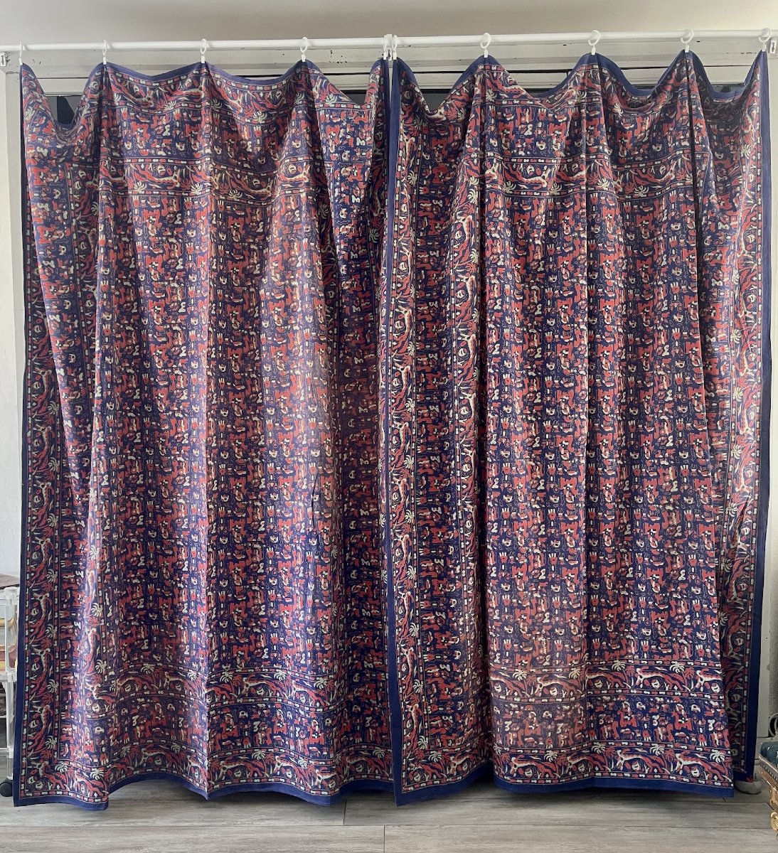 Pair Of Indo-portuguese Wall Hangings Featuring Mythical Creatures, 220 X 159 Cm-photo-2