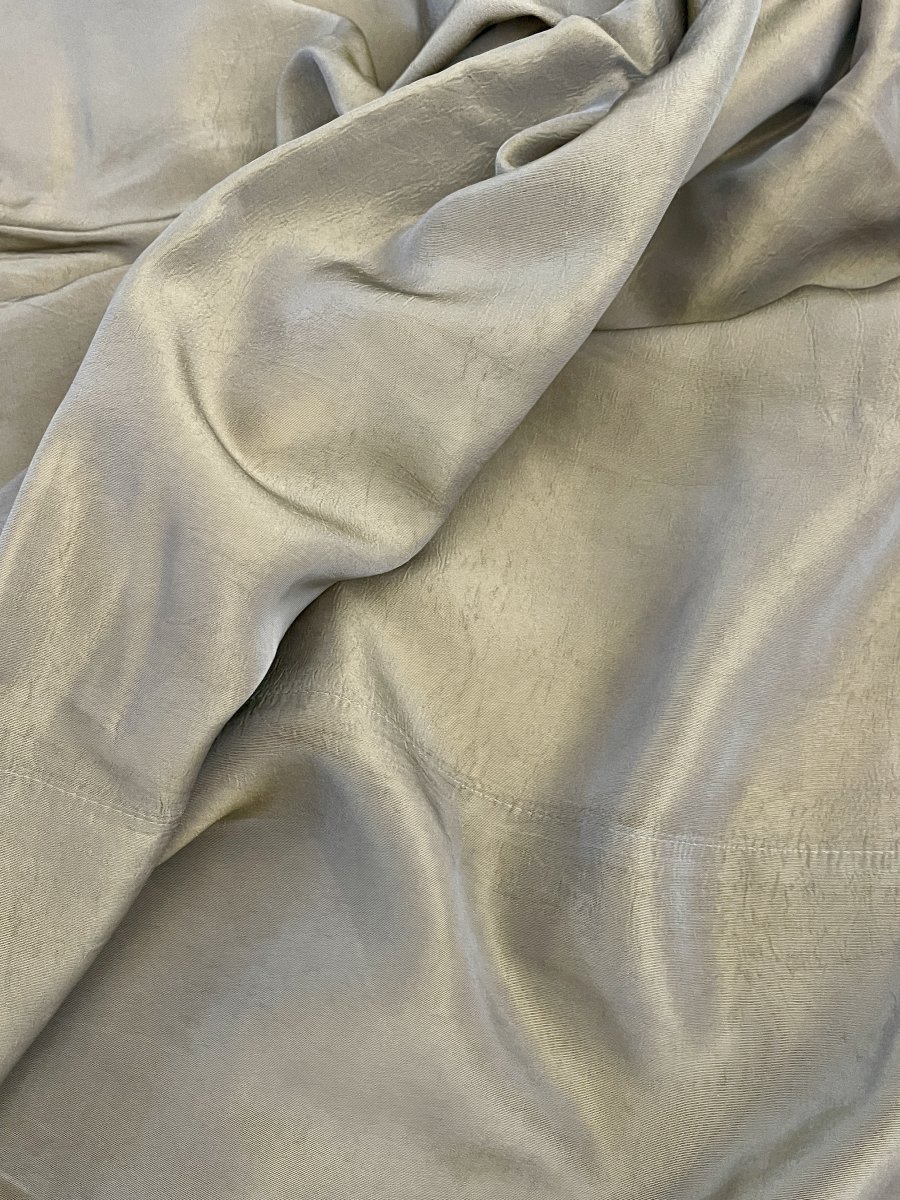 1st Pair Of Mayenne Linen Curtains, Bronze-toned Moiré Silk, Lined, 340 Cm-photo-1