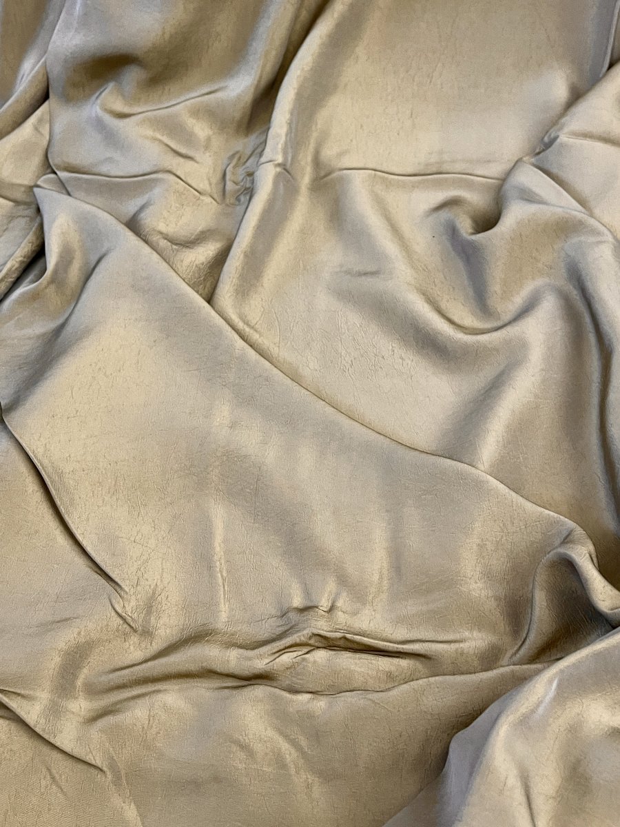 2nd Pair Of Mayenne Linen Curtains, Bronze-colored Moiré Silk, Lined, 340 Cm-photo-2