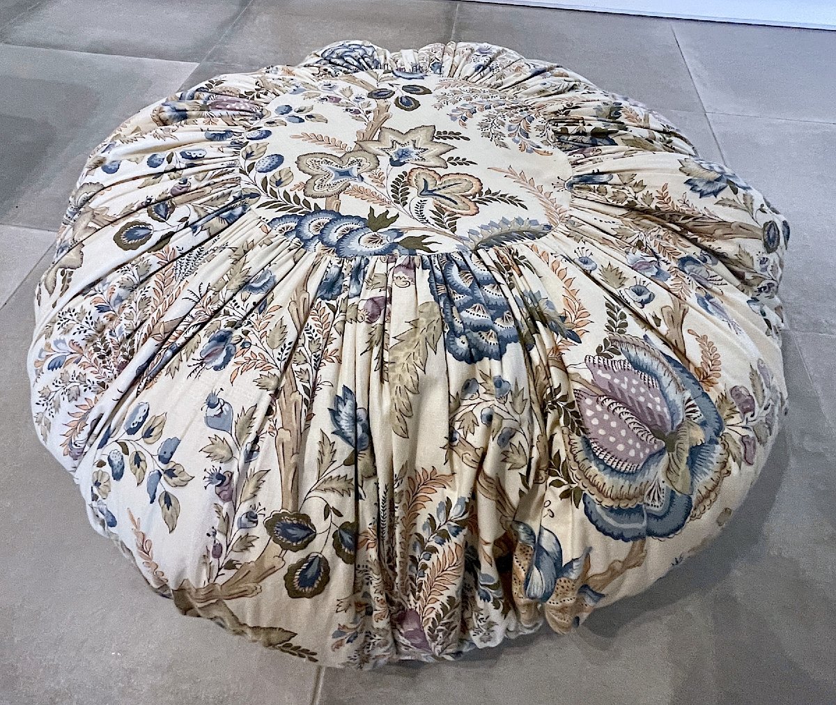 Coussin Rond, étoffe Imprimée Indienne, Diamètre 70 cm-photo-3