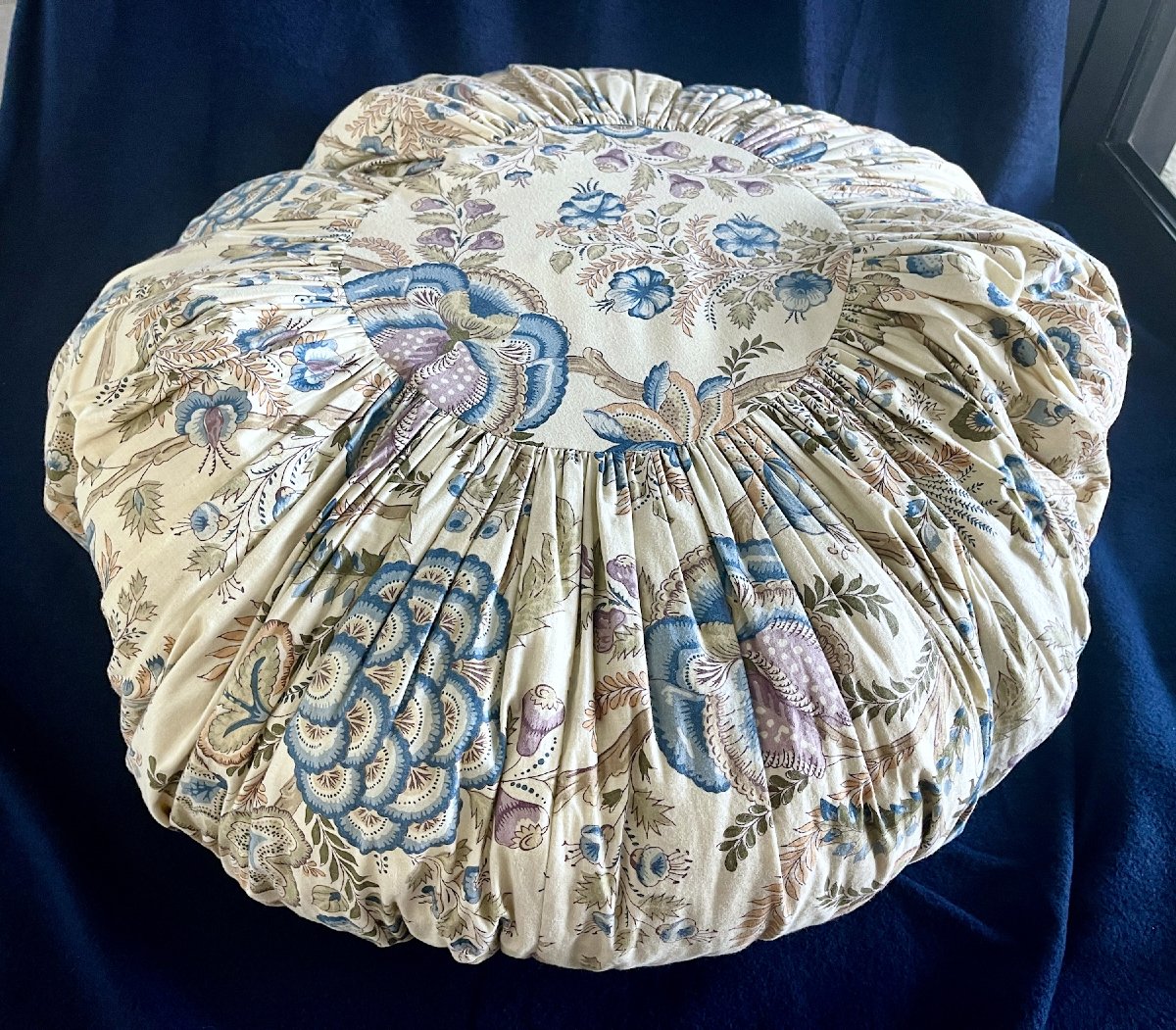 Coussin Rond, étoffe Imprimée Indienne, Diamètre 70 cm-photo-4