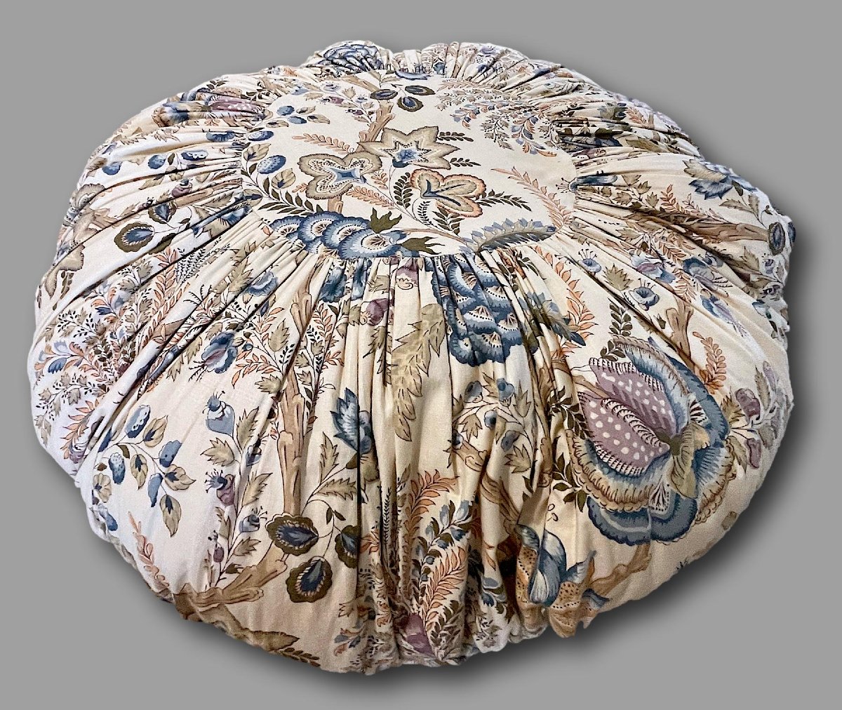 Coussin Rond, étoffe Imprimée Indienne, Diamètre 70 cm