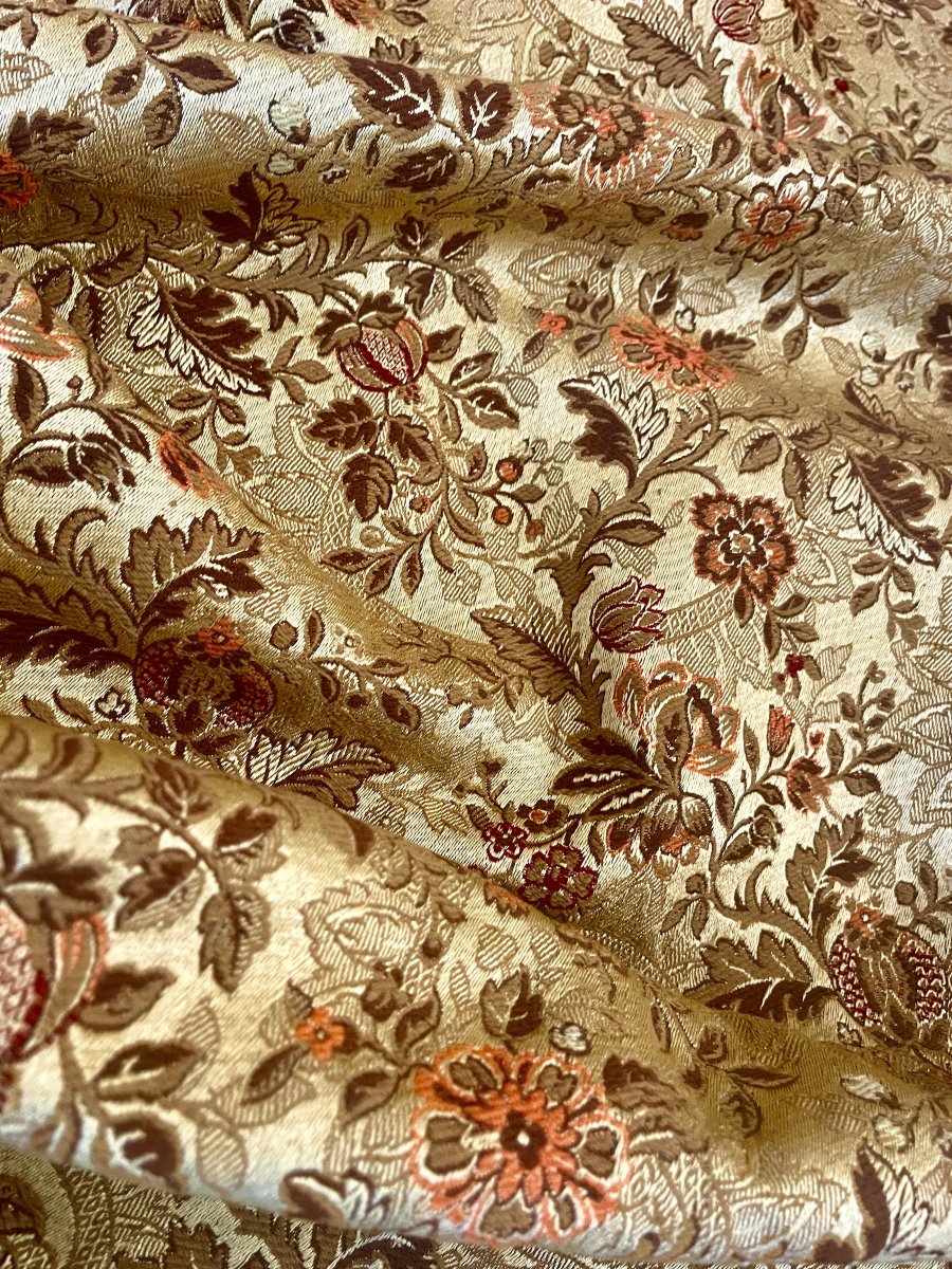 4th Set Of Second Empire-style Castle Curtains In Gold Silk And Linen, 352 Cm High-photo-2