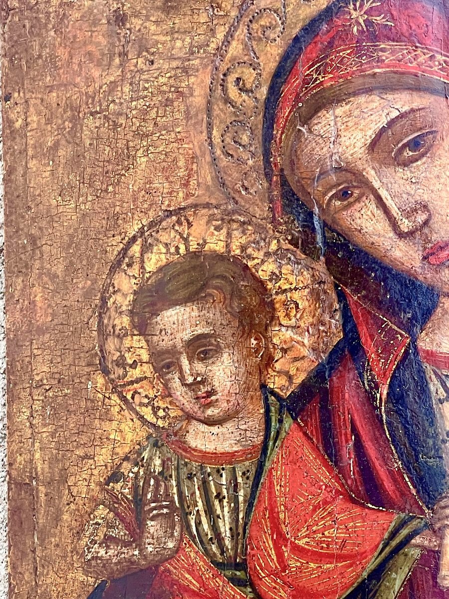 Virgin And Child, Tempera And Gold On Panel, Venetian School, Quattrocento-photo-2