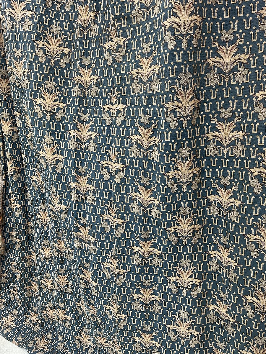 Autre Importante Paire de Rideaux de Château aux Fils d'Or, Bleu et Or, Fin XIXe-photo-4