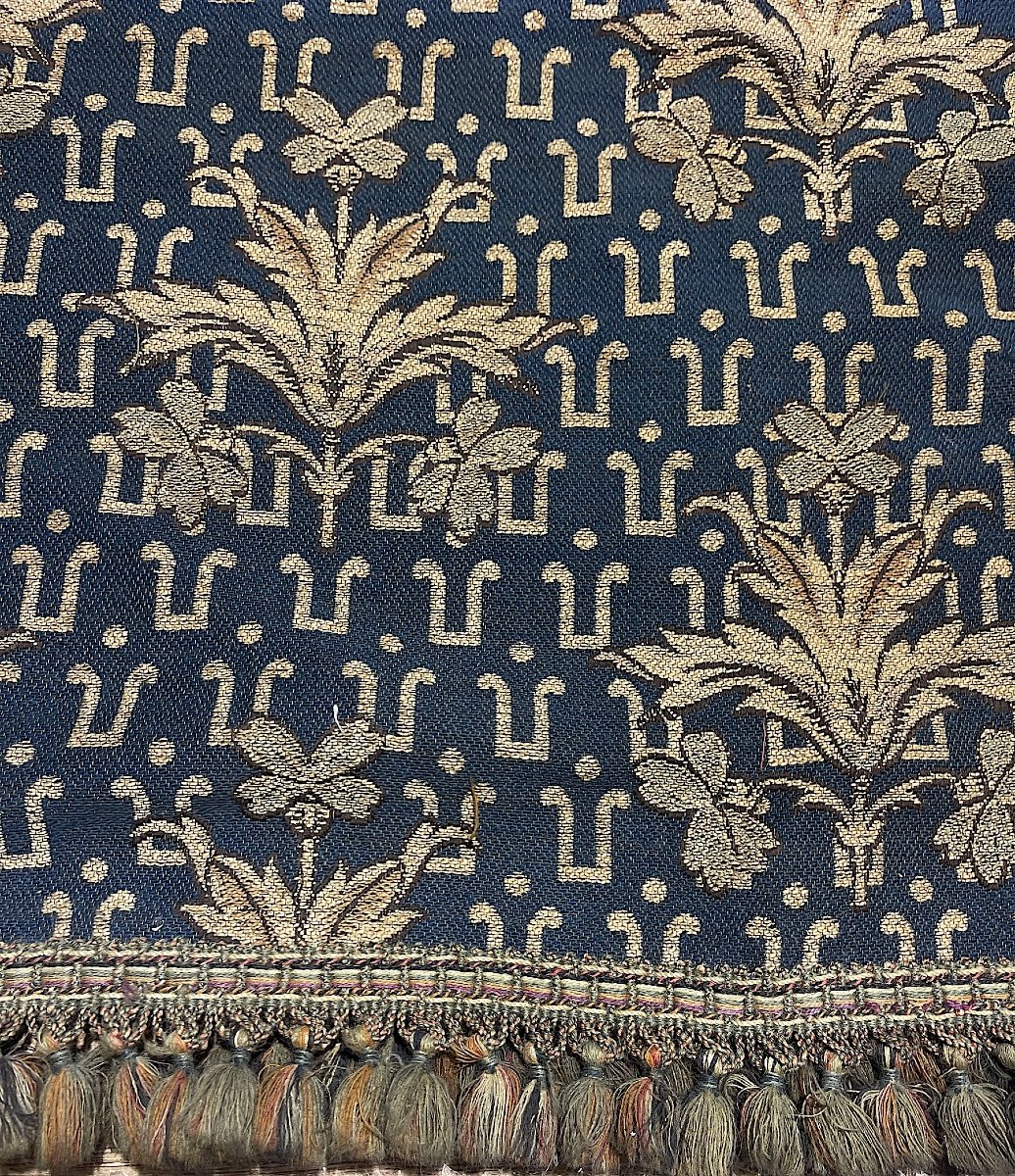 Autre Importante Paire de Rideaux de Château aux Fils d'Or, Bleu et Or, Fin XIXe-photo-5