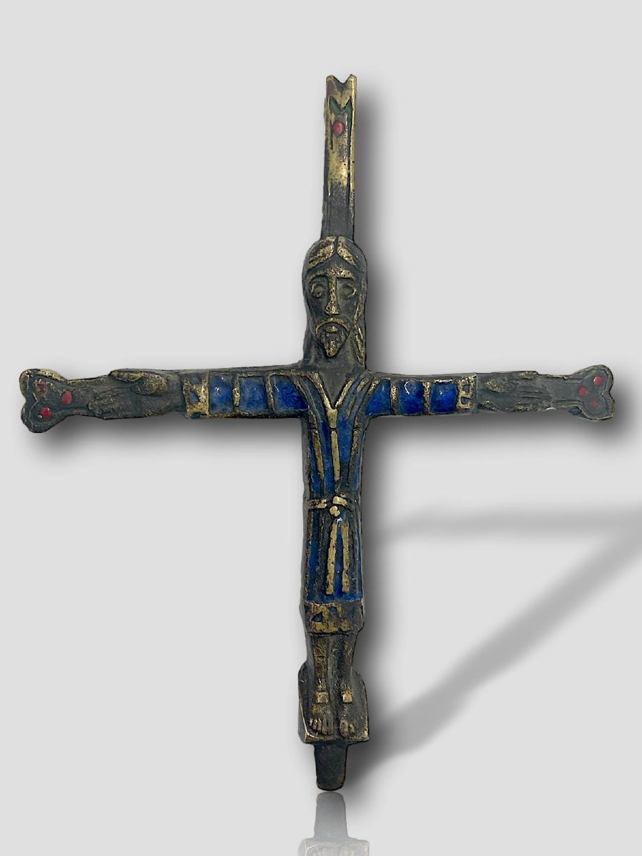 Enameled Bronze Christ In Majesty, After Saint-michel d'Aiguilhe-photo-7