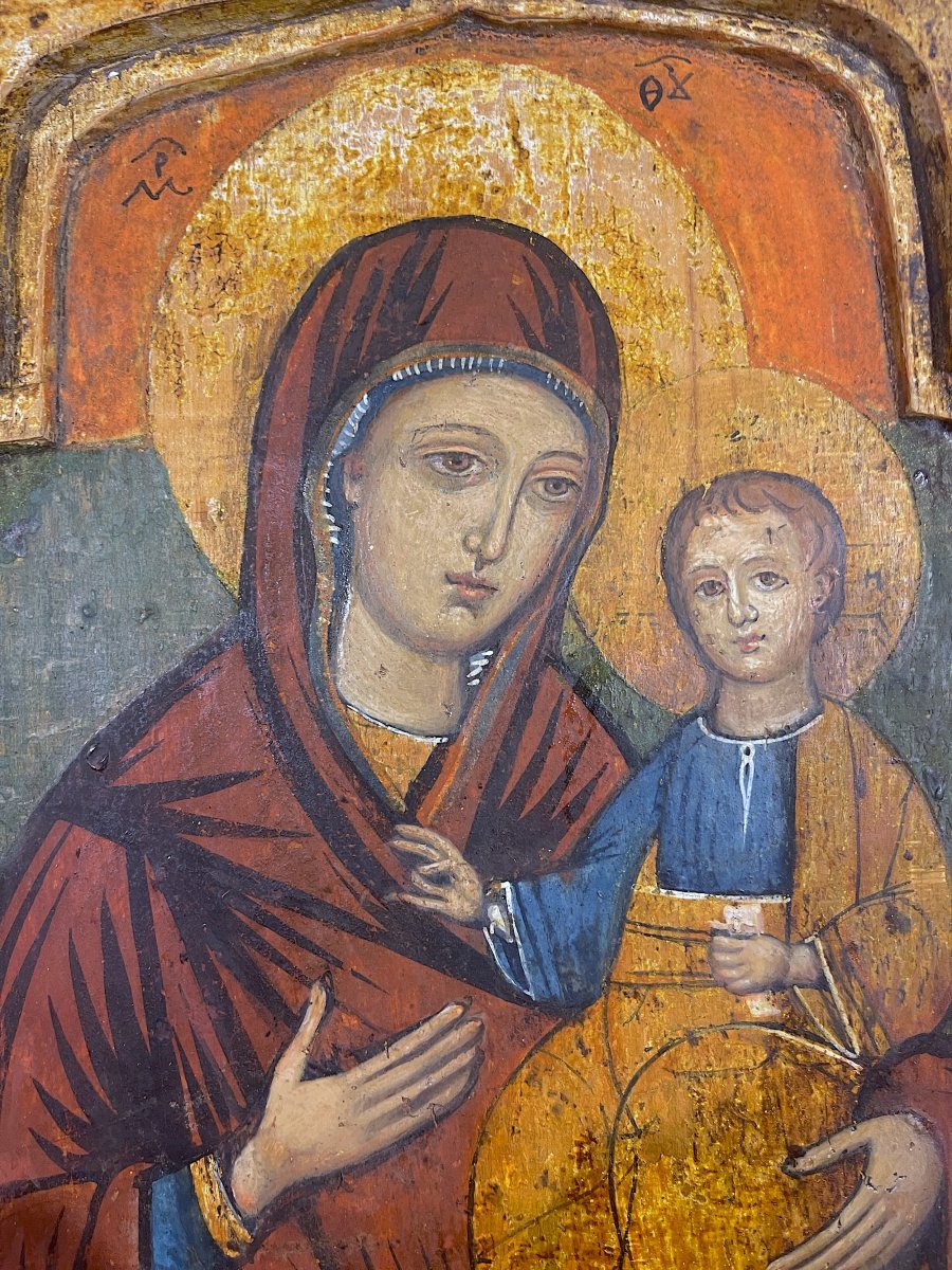 Orthodox Folding Triptych, Virgin And Child, Greece Or The Balkans, 18th Century-photo-4