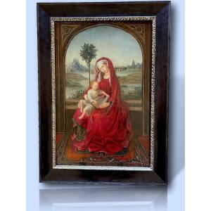 Vierge à L’enfant Dans Un Paysage Lacustre, Ecole Hollandaise 16ème 