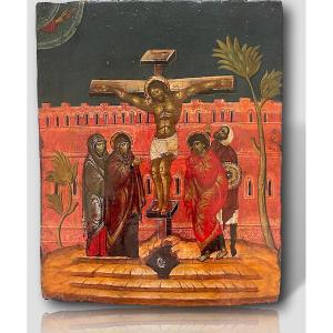 Icône de la Crucifixion – École vénéto-crétoise, dans le goût de Théophane le Crétois