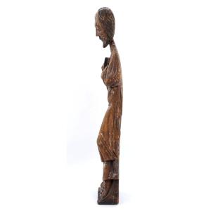 Christ Teaching — High Romanesque Statue In Polychrome Wood - 12th Century 