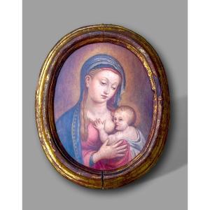 Vierge à l’Enfant allaitant - Huile sur panneau – École italienne du XVIᵉ siècle