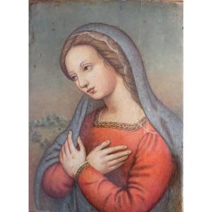 Virgin In Prayer - Tempera On Wood Panel - Italian School, 16th Century