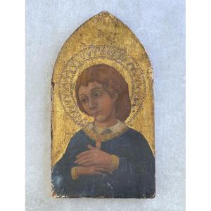 Jeune Saint en Prière – Tempera sur Panneau à Fond d’Or – École Italienne du XVe siècle