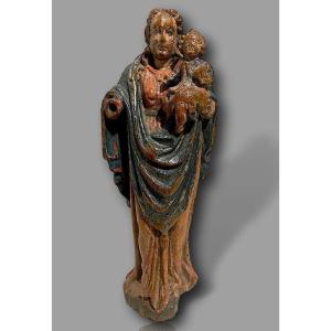 Vierge à l’Enfant – Sculpture en bois polychrome – Touraine (France) – XVIIe siècle