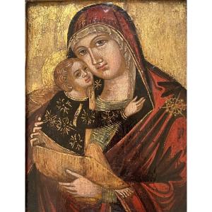 Icon Of The Virgin And Child, Italo-cretan School, Tempera On Gold Ground, 15th Century