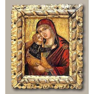 Icône Vierge à l'Enfant, École Italo-Crétoise, Tempera et Fond d'Or, XVe Siècle