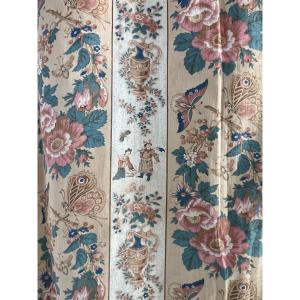 Indienne XVIIIe Siècle (Nantes ?) Chinoiseries, Fleurs, Papillons, 216 x 180 cm