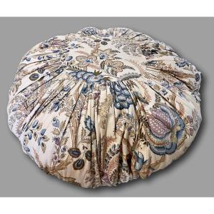 Coussin Rond, étoffe Imprimée Indienne, Diamètre 70 cm