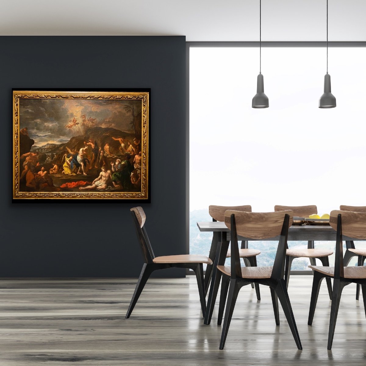 17th Century Italian Painting - The Baptism Of Christ - Genova-photo-3