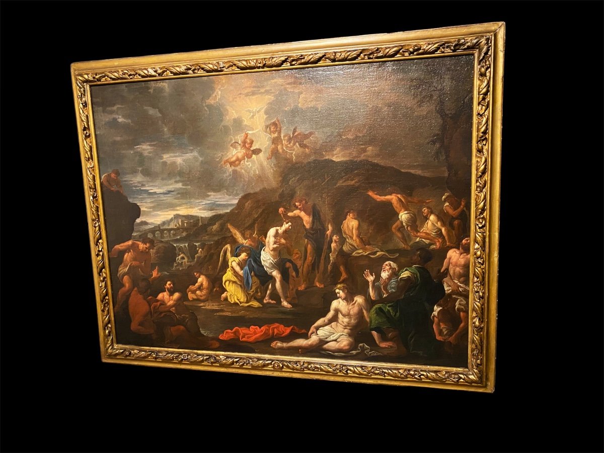 17th Century Italian Painting - The Baptism Of Christ - Genova-photo-3