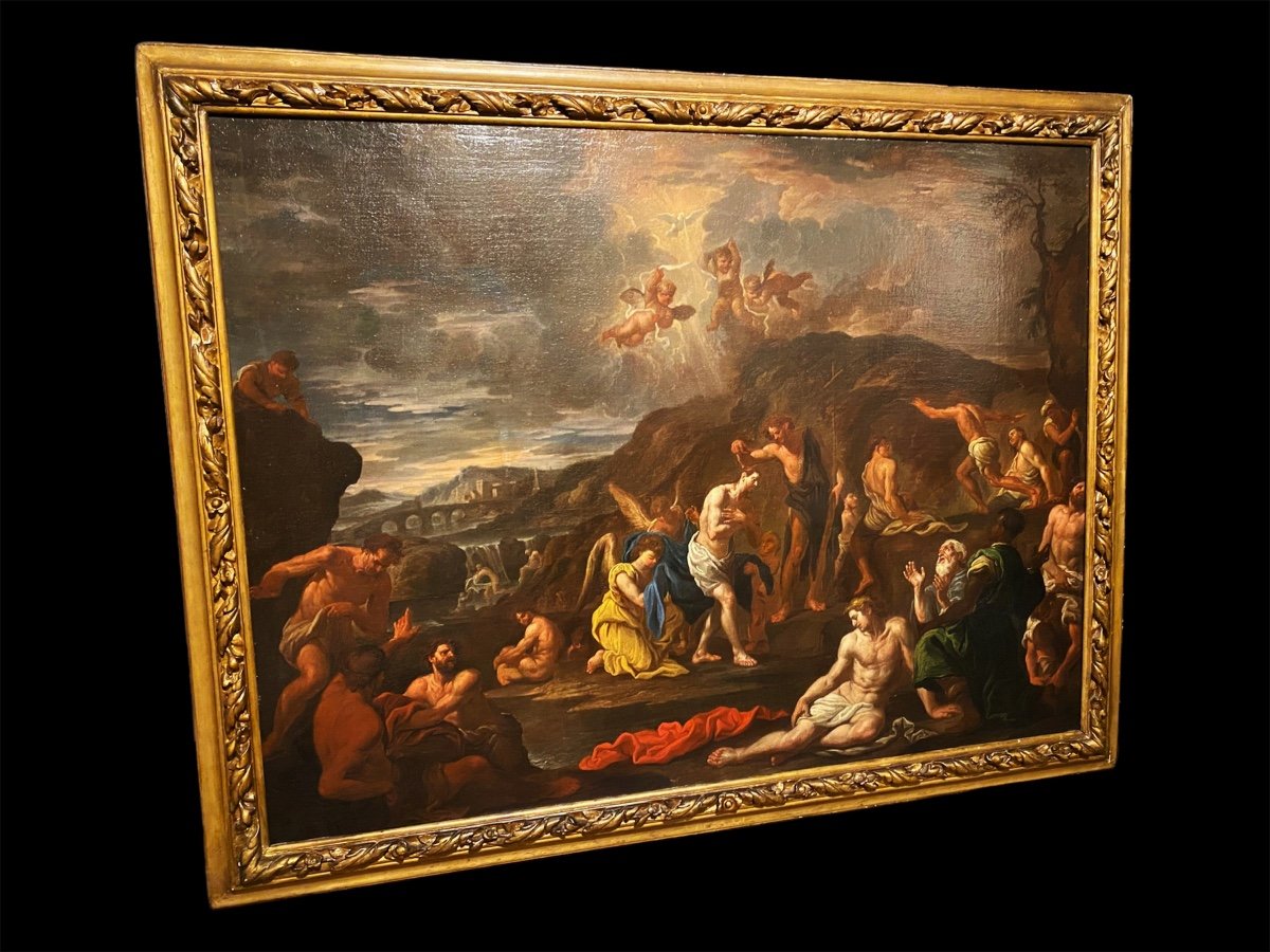 17th Century Italian Painting - The Baptism Of Christ - Genova-photo-4