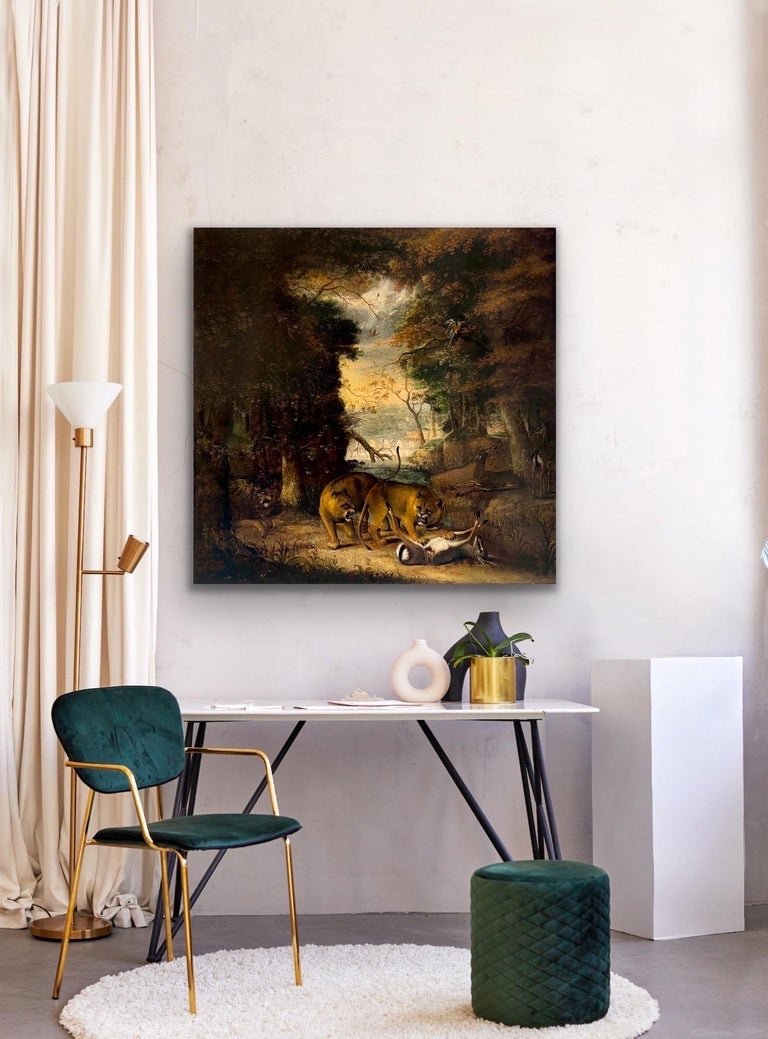 Majestueux paysage de chasse aux lions - 1661 - Signature Brueghel-photo-3